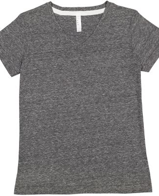LA T 3591 Women's Harborside Mélange V-Neck T-Shi SMOKE MELANGE