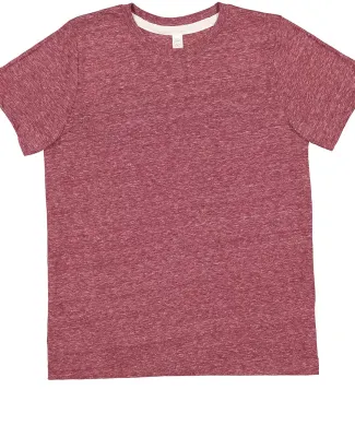 LA T 6191 Youth Harborside Mélange T-Shirt in Burgundy melange