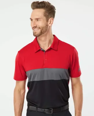 Adidas Golf Clothing A236 Merch Block Sport Shirt Collegiate Red/ Grey Five/ Black