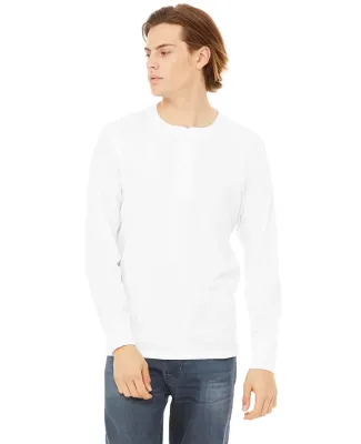 BELLA+CANVAS 3150 Mens Long Sleeve Henley Shirt in White