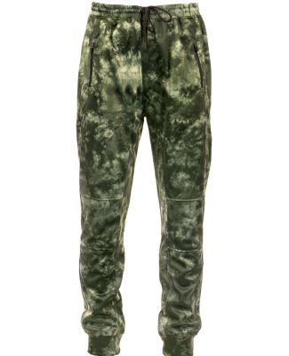 Burnside Clothing 8801 Performance Fleece Joggers in Army tie dye