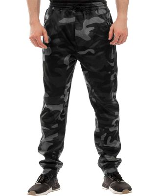 Burnside Clothing 8801 Performance Fleece Joggers in Black camo