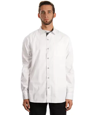 Burnside Clothing 8290 Peached Poplin Long Sleeve  White/ Black Dot