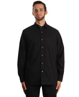 Burnside Clothing 8290 Peached Poplin Long Sleeve  Black/ White Dot