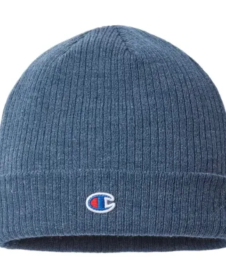 Champion Clothing CS4003 Ribbed Knit Cap in Heather slate blue