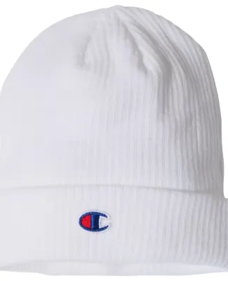Champion Clothing CS4003 Ribbed Knit Cap in White