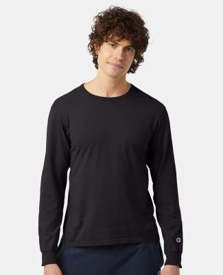 Champion Clothing CD200 Garment Dyed Long Sleeve T in Black