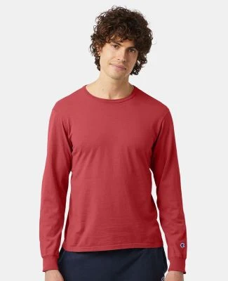 Champion Clothing CD200 Garment Dyed Long Sleeve T in Crimson