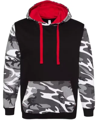 Code V 3967 Fashion Camo Hooded Sweatshirt Black/ Urban Woodland/ Red