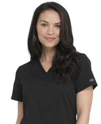 Dickies Medical DK870 -V-Neck Top With Rib Knit Pa Black