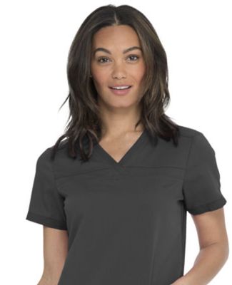 Dickies Medical DK870 -V-Neck Top With Rib Knit Pa Pewter