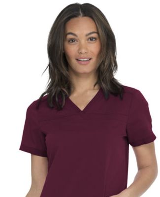 Dickies Medical DK870 -V-Neck Top With Rib Knit Pa Wine