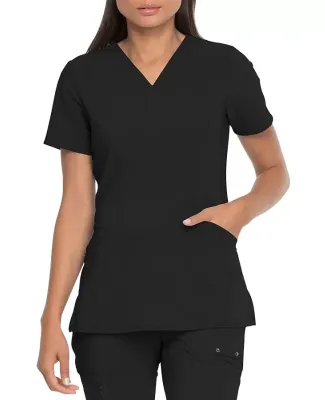 Dickies Medical  DK755   - V-Neck Top With Patch P Black