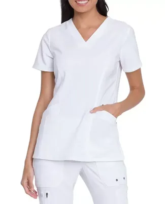 Dickies Medical  DK755   - V-Neck Top With Patch P White
