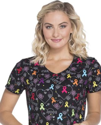 Dickies Medical  DK700   - V-Neck Top Hopeful Hearts