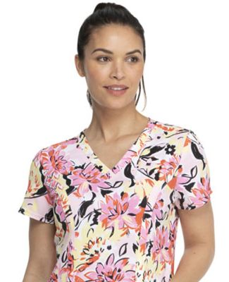 Dickies Medical DK656 -Prints V-Neck Top Brilliantly In Bloom