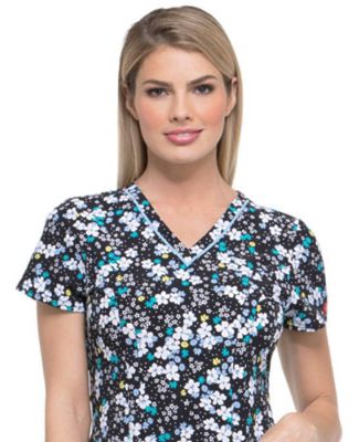 Dickies Medical DK702 - Prints V-Neck Top In A Daisy Daze