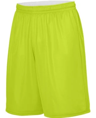 Augusta Sportswear 1406 Reversible Wicking Shorts in Lime/ white