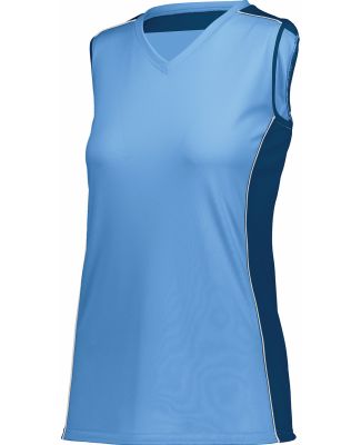 Augusta Sportswear 1676 Women's Paragon Jersey in Columbia blue/ navy/ white