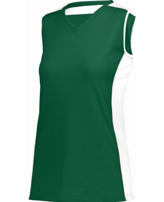 Augusta Sportswear 1676 Women's Paragon Jersey in Dark green/ white/ silver grey