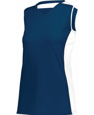 Augusta Sportswear 1676 Women's Paragon Jersey in Navy/ white/ silver grey