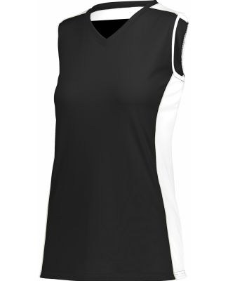 Augusta Sportswear 1676 Women's Paragon Jersey in Black/ white/ silver grey