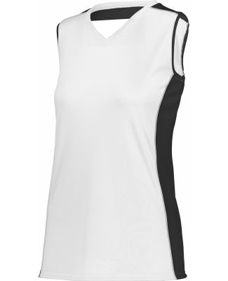 Augusta Sportswear 1677 Girls Paragon Jersey in White/ black/ white