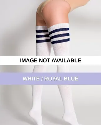 RSASKTH American Apparel Stripe Thigh-High Sock White / Royal Blue
