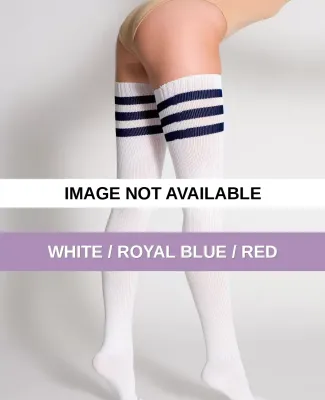 RSASKTH American Apparel Stripe Thigh-High Sock White / Royal Blue / Red