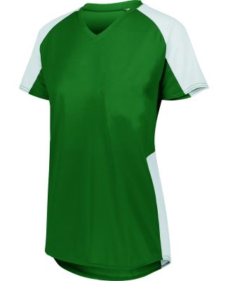 Augusta Sportswear 1522 Women's Cutter Jersey in Dark green/ white