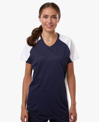 Augusta Sportswear 1522 Women's Cutter Jersey in Navy/ white