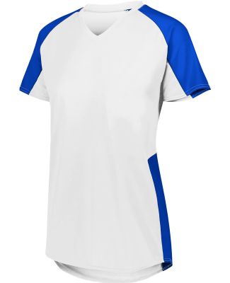 Augusta Sportswear 1523 Girls' Cutter Jersey in White/ royal