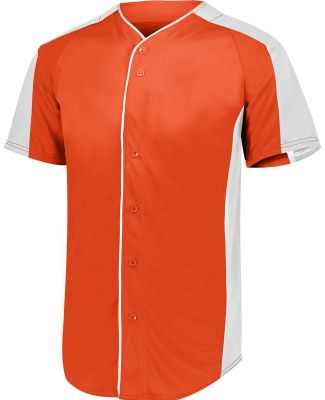 Augusta Sportswear 1655 Full Button Baseball Jerse in Orange/ white