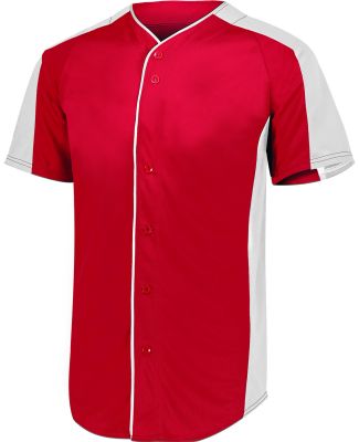 Augusta Sportswear 1655 Full Button Baseball Jerse in Red/ white