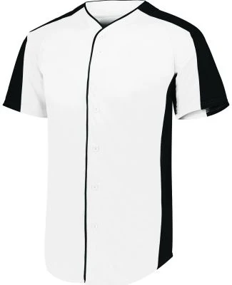 Augusta Sportswear 1655 Full Button Baseball Jerse in White/ black
