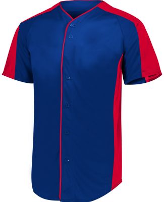 Augusta Sportswear 1656 Youth Full Button Baseball in Navy/ red