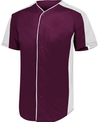 Augusta Sportswear 1656 Youth Full Button Baseball in Maroon/ white
