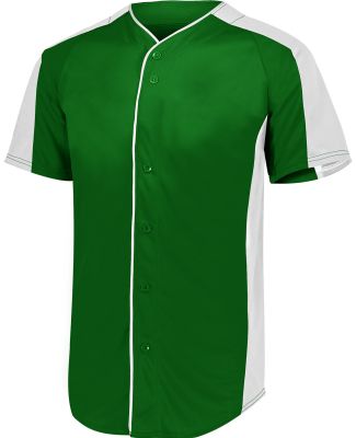 Augusta Sportswear 1656 Youth Full Button Baseball in Dark green/ white