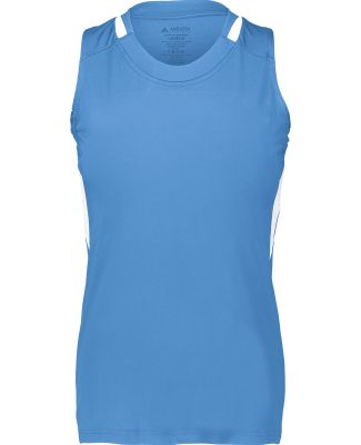 Augusta Sportswear 2437 Girls Crossover Tank Top in Columbia blue/ white