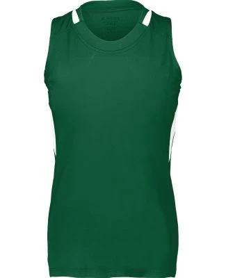 Augusta Sportswear 2437 Girls Crossover Tank Top in Dark green/ white