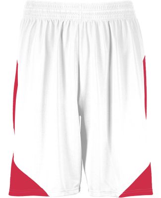 Augusta Sportswear 1733 Step-Back Basketball Short in White/ red