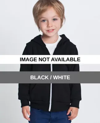 F197 American Apparel Kids Flex Fleece Zip Hoody Black / White
