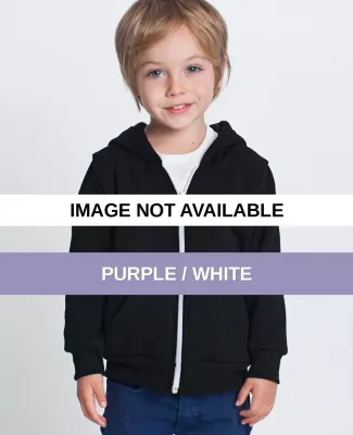 F197 American Apparel Kids Flex Fleece Zip Hoody Purple / White