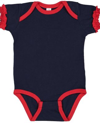 Rabbit Skins 4429 Infant Ruffle Fine Jersey Bodysu in Navy/ red