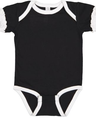 Rabbit Skins 4429 Infant Ruffle Fine Jersey Bodysu in Black/ white