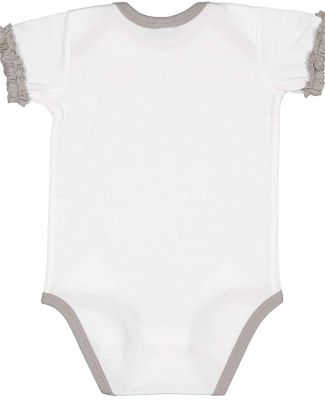 Rabbit Skins 4429 Infant Ruffle Fine Jersey Bodysu in White/ titanium