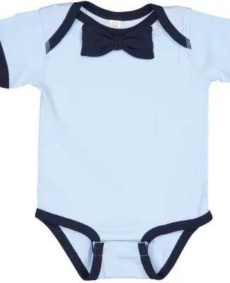 Rabbit Skins 4407 Baby Rib Infant Bow Tie Bodysuit LIGHT BLUE/ NAVY