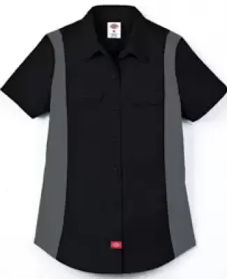 Dickies FS524 Ladies' Industrial Short-Sleeve Colo BLACK/ CHARCOAL