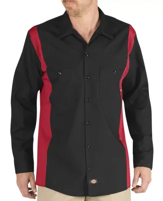 Dickies LL524T 4.5 oz. Industrial Long-Sleeve Colo BLACK/ RED