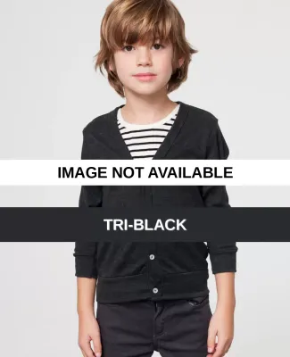 BR100 American Apparel Kids Tri-Blend Rib Cardigan Tri-Black